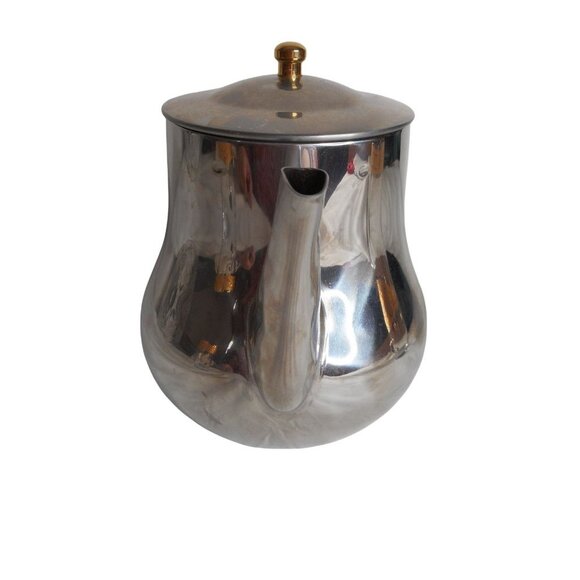 CulinArt Stainless Steel Coffee Tea Pot  Server Pitcher w glass gold accent cups - Picture 7 of 11